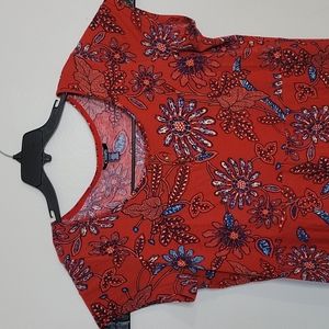 Chaps sz 1X red with blue flowers maxi dress